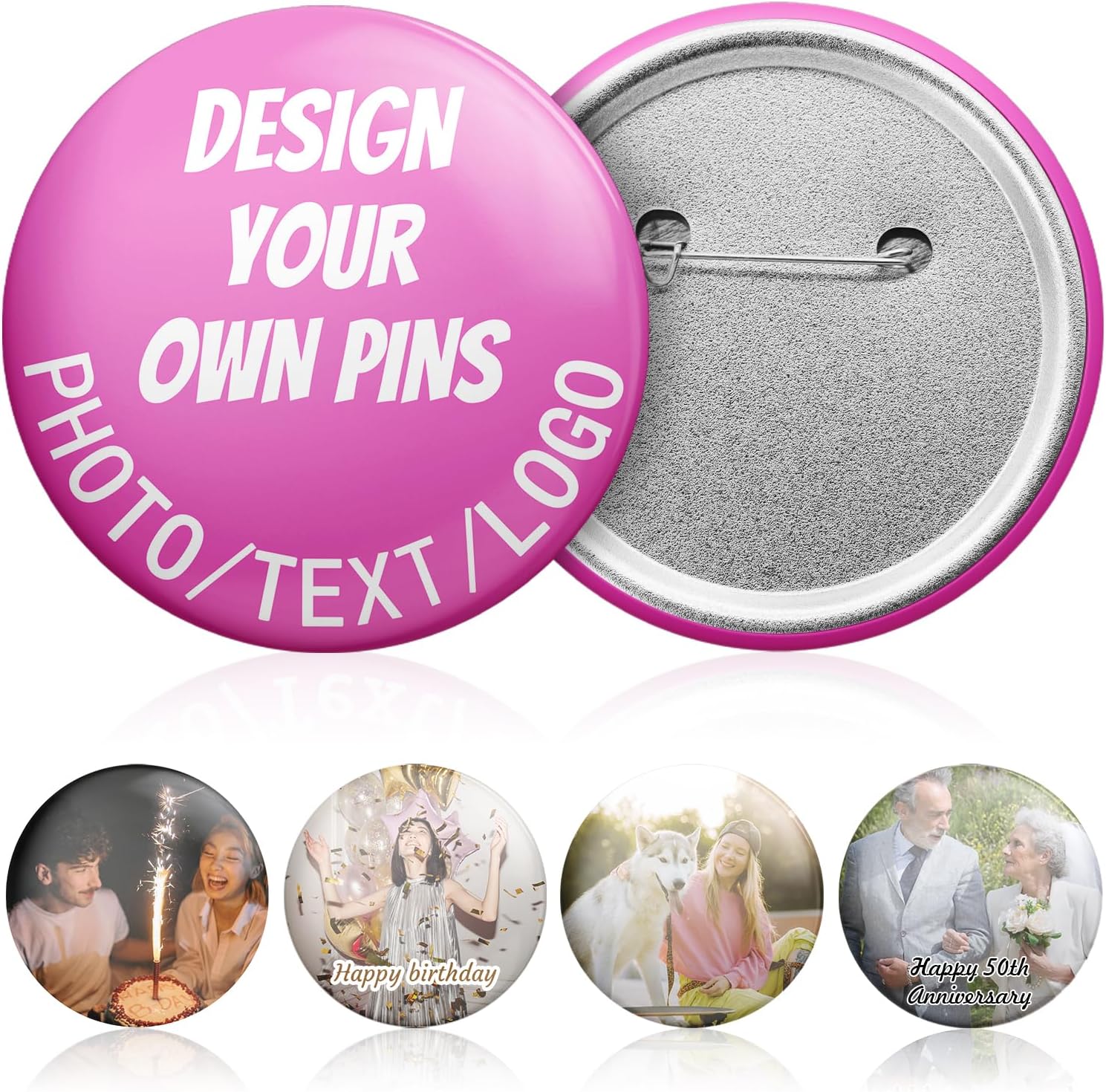 Broches Personnalisées, Badges en Métal Avec Photo/Texte/Logo, Rond Badges Boutons Personnalisée Pins Kit Pour Mariages, Fêtes, Conférences, Pour Revers, Cravates, Sacs, Cadeaux Pour Père
