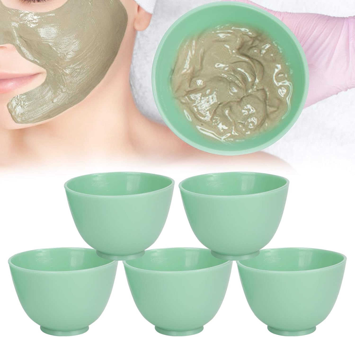 5 pièces Bols à masque en PVC, Bricolage masque Bol de Mélange, Bol pour Mélanger un Masque En Poudre, Bols de masque Facial Réutilisables, Bols pour Soins du Visage