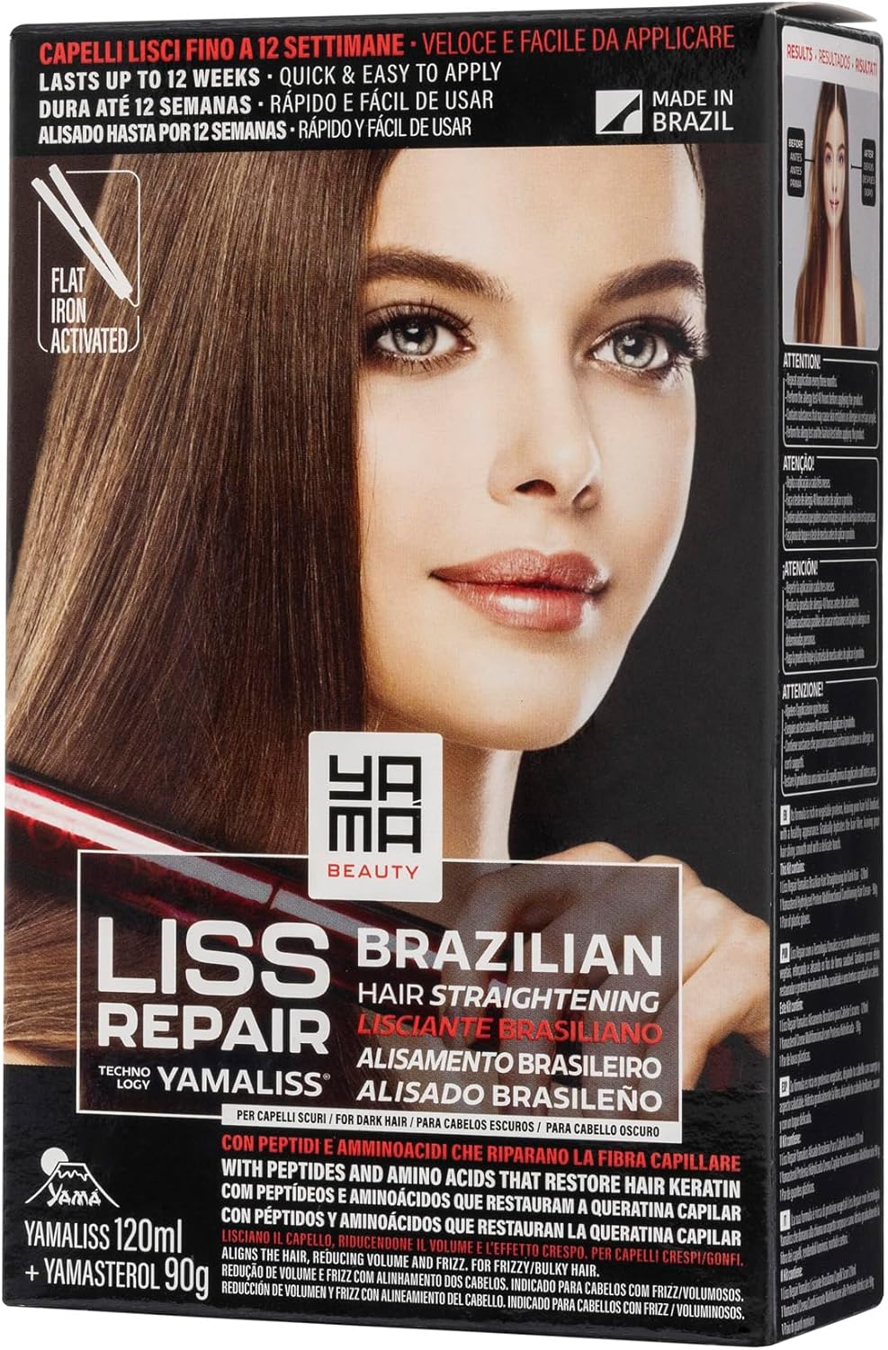 Yama Yamaliss LISS REPAIR KIT Lissage brésilien à la kératine 120 ml + 90 g - pour cheveux foncés - Jusqu'à 12 semaines - avec des peptides et des acides aminés qui restaurent la kératine du cheveu