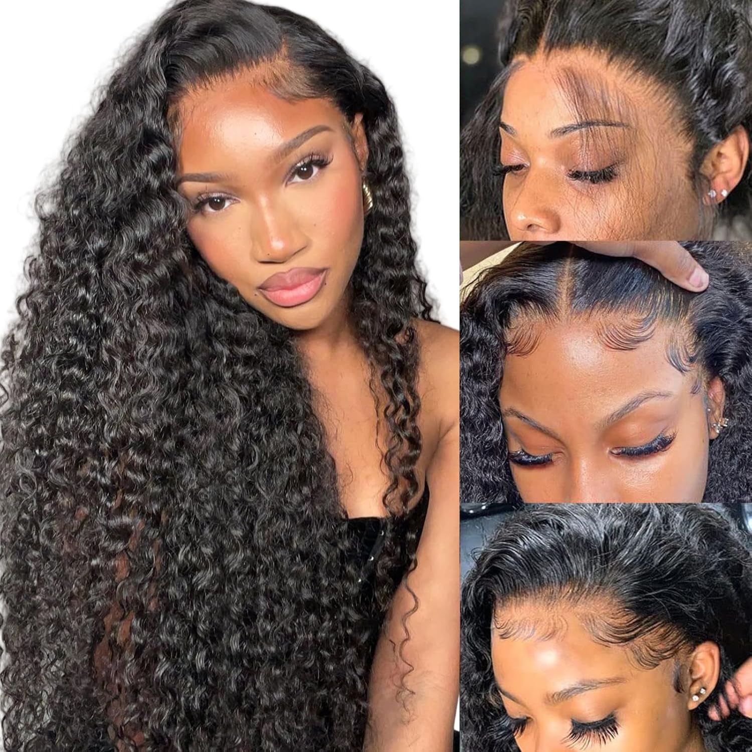 Perruque Bresilienne Cheveux Humain Deep Wave 200% Densité 13X4 Perruque Femme Naturelle Bouclée sans colle Water Wave HD Lace Front Glueless Wig Human Hair For Women Couleur Naturelle 22 Pouces 22 Pouces/56 cm Couleur naturelle