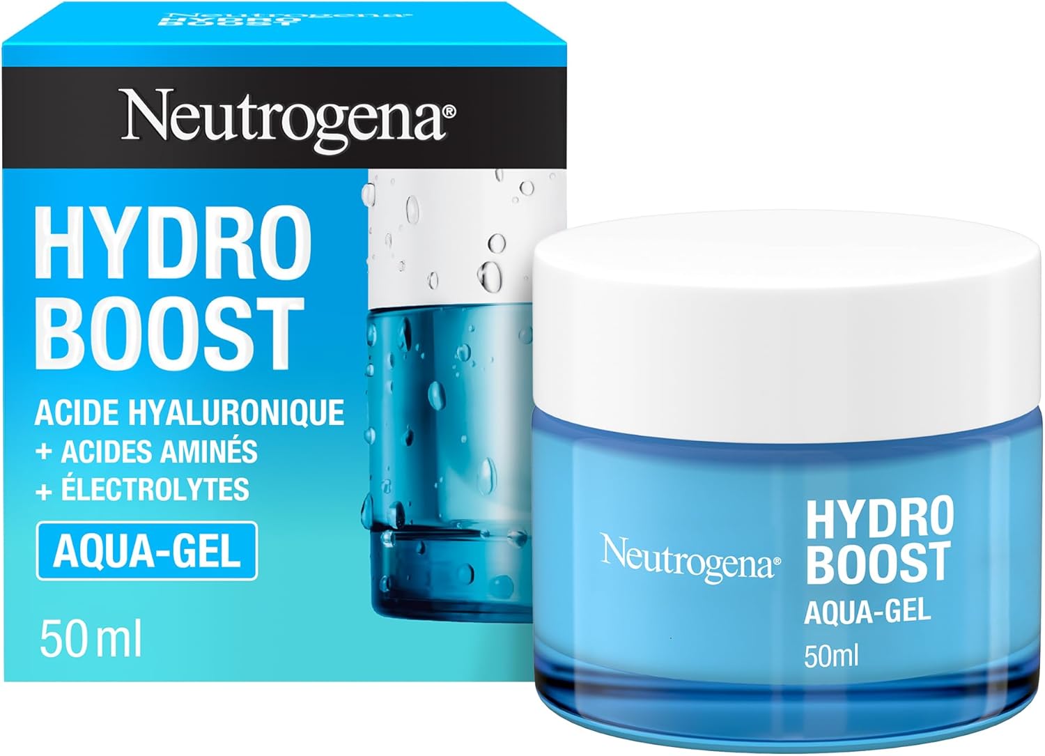 , Aqua-Gel Hydro Boost (Pot de 50 ml) – Crème Hydratante pour Tous Types de Peaux à l'Acide Hyaluronique – Gel Hydratant pour Un Teint Frais et Éclatant