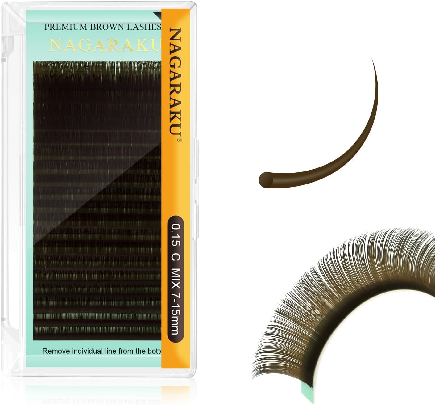 Individuel Cils à Cils Marron Clair Volume Russe Faux Cils Professionnel Classique 1: 1 Extension de Cils Boucle Stable Naturel Doux et Léger Eyelash Haute Capacité 20 Rows (0.15mm C 7-15mm) 7-15mm Mix Natural Brown 0.15 C