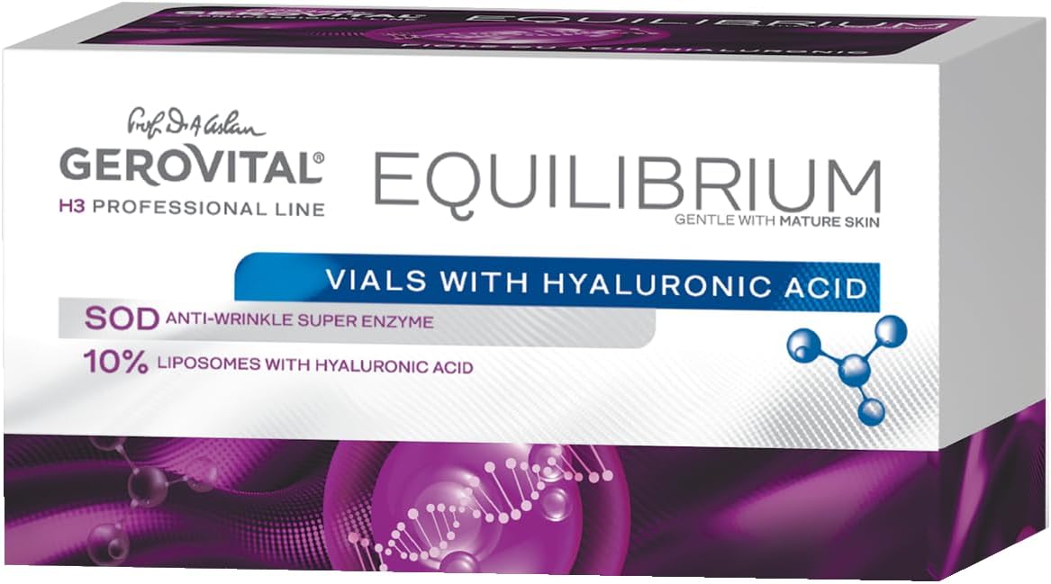 Sérum professionnel avec 10% de liposomes à l'acide hyaluronique, sérum hydratant et lissant intensif pour les rides et ridules, Gerovital H3 Equilibrium, 20 fioles x 2 ml
