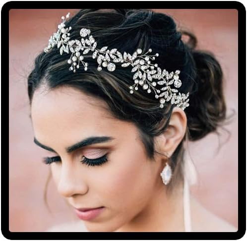 Jascatin Bride Wedding Crystal Hair Vine Bridal Headband Mariage Accessoires pour cheveux Pearl Hair Pieces pour femmes et filles (Or, taille unique) or 1 unité (Lot de 1)