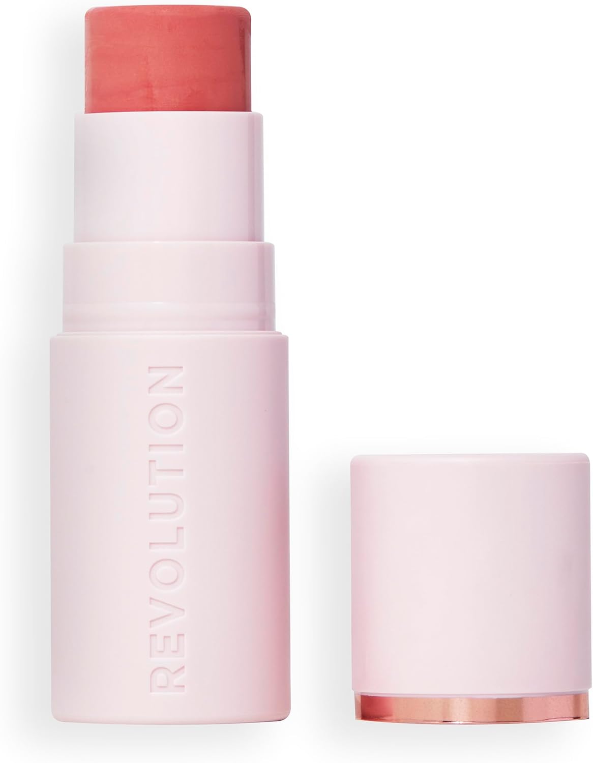 Revolution Skin Silk Blush Stick - Couleur modulable pour joues, yeux et lèvres - Formule crème à poudre - Vegan & Cruelty-Free - Peachy Pink - 4,5 g