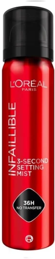 L'Oréal Paris - Spray Fixateur de Maquillage - Waterproof - Sans Transfert - Formule Légère - Non Collant - Résistant à l'Eau et à la Transpiration - Tenue Jusqu'à 36h - Infaillible - 75 ml