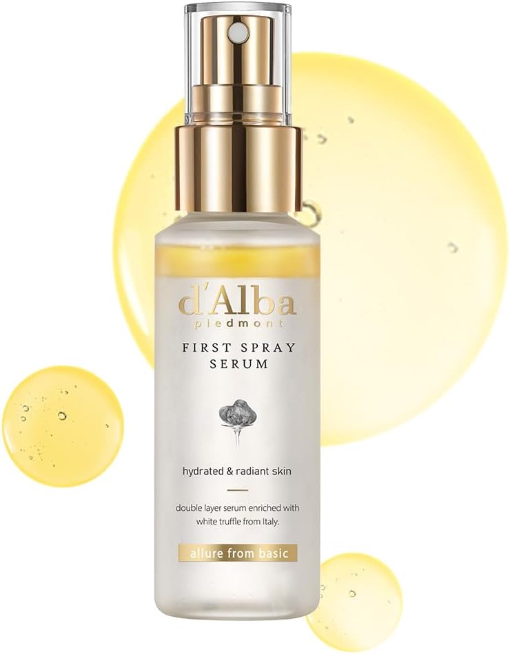 D'Alba First Spray Serum Sérum en Spray à la Truffe Blanche Italienne, Soin Végétalien, Brume Hydratante pour le Peau Radieuse, Sérum éclat, Soin Tout-en-Un (50ml) 50 ml (Lot de 1)