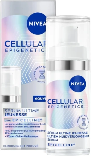 Sérum Visage Ultime Jeunesse Epigenetics - Technologie Age Clock - Epicelline & Acide Hyaluronique - Anti-Âge - Tous Types de Peaux - 30 ml