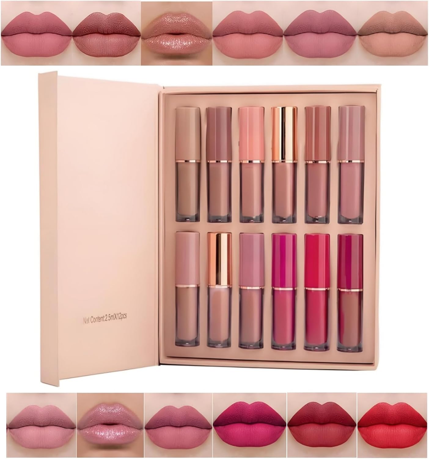 Beauty Glazed Antiadhésif 12 Couleurs Mat Rouge à Lèvres Nude Ensemble Set A