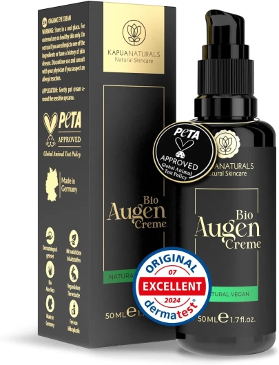 Crème pour les yeux BIO hautement dosée • 50 ml + Acide hyaluronique • 100% Vegan & BIO - Crème pour les yeux contre les rides & les cernes • Fabriquée de manière durable - Soin régénérant anti-âge 50 ml (Lot de 1)