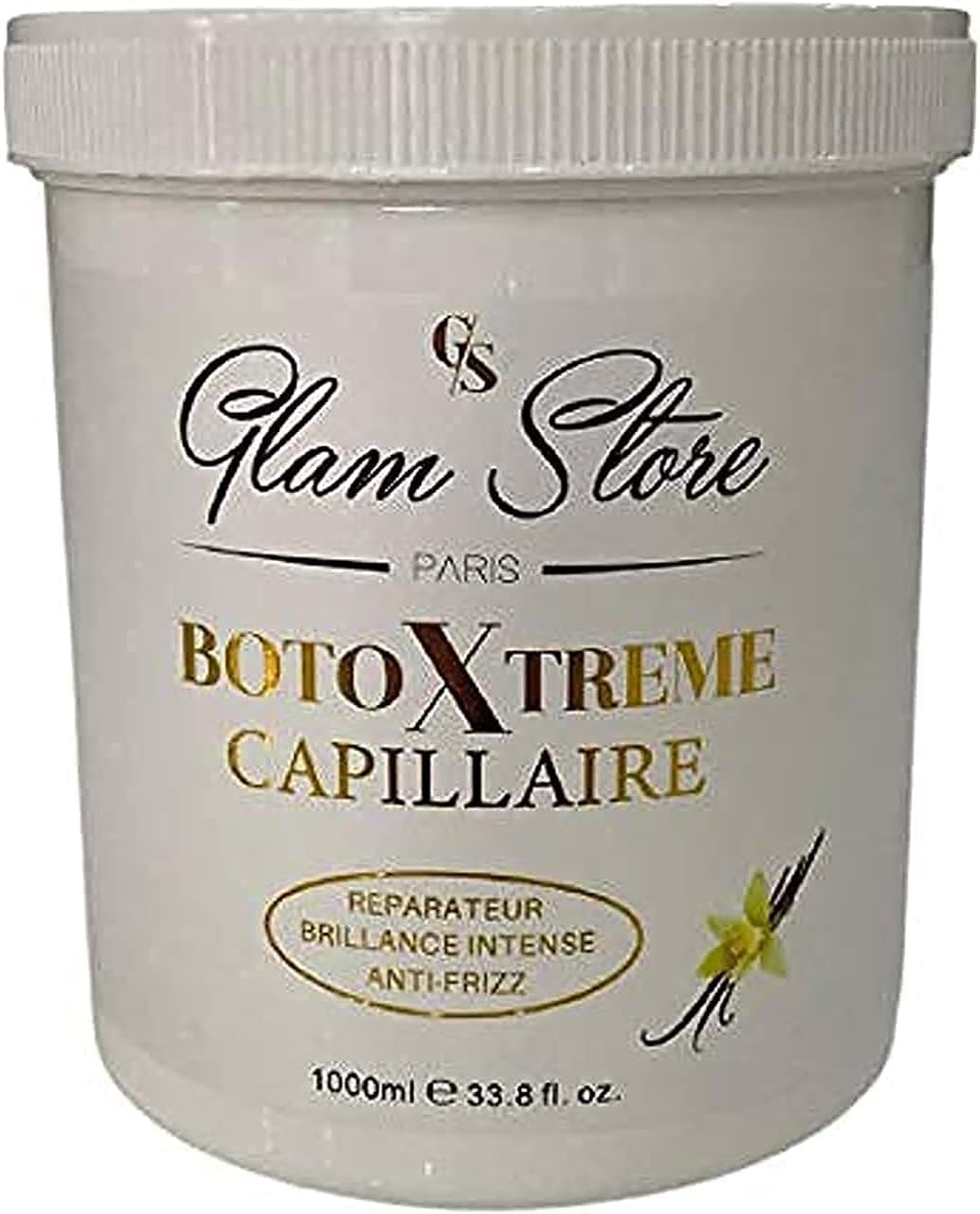 Glam Store botoxtreme masque reconstructeur capillaire - soin ultra concentré - kératine - acide hyaluronique - cheveux très abimés - 1000 mL (vanille)
