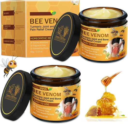 2 PCS venin d'abeille crème réparatrice peau,Venin d'abeille Crème de des Articulations,Crème Hydratante au,Venin D'abeille pour tous les Types de peau