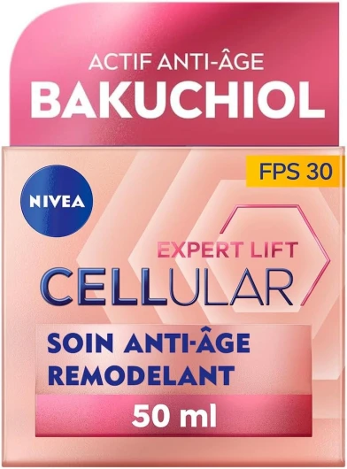 Cellular Expert Lift - Soin Visage Anti-Age Remodelant FPS30 - Crème De Jour - Lisse & Réduit Les Rides - Collagène Booster - Acide Hyaluronique & Bakuchiol Naturel - Tous Types De Peaux - 50 ml CELLULAR Expert Lift Soin de jour