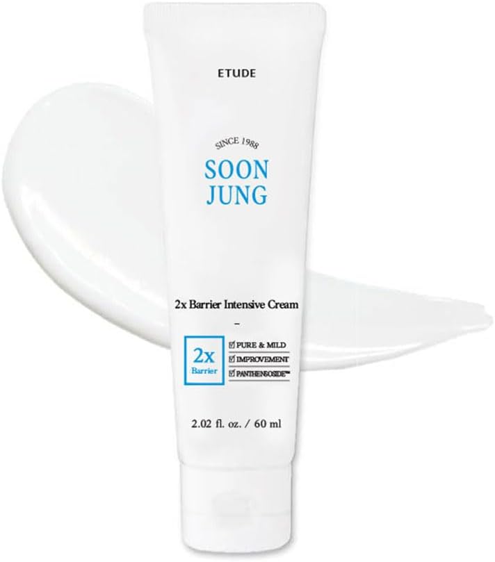 House SoonJung 2x Crème Intensive Barrière 60 ml (21AD); Crème visage hydratante hypoallergénique au beurre de karité pour peaux sensibles, équilibre eau-huile, cadeau st valentin, K-beauty nouvelle version
