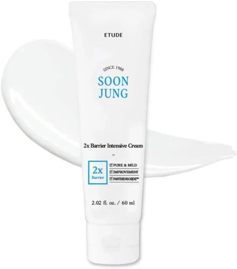 House SoonJung 2x Crème Intensive Barrière 60 ml (21AD); Crème visage hydratante hypoallergénique au beurre de karité pour peaux sensibles, équilibre eau-huile, cadeau st valentin, K-beauty nouvelle version