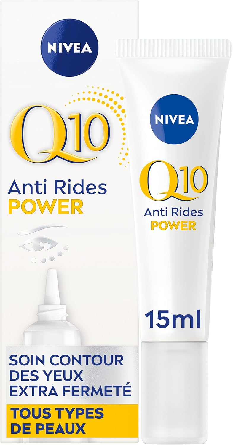 Q10 Power Soin Contour des Yeux (1x15 ml), crème anti rides yeux enrichie en Q10 pur & Acide Hyaluronique, soin anti-âge anti-cernes booster de collagène, crème hydratante tous types de peaux 15 ml (Lot de 1) Power Soin Contour des Yeux
