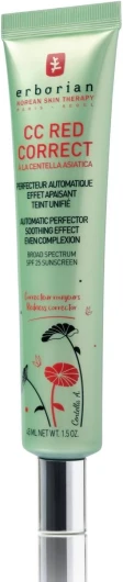 Erborian - Crème Teintée Anti-Rougeur CC Red Correct - Soin du Visage Perfecteur Automatique de Teint avec Correction Colorielle - Teint Unifié - SPF 25 - Cosmétique Coréen