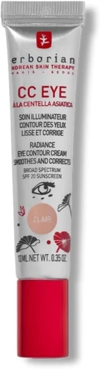 Erborian - CC Eye Crème Contour des Yeux à la Centella Asiatica - Soin Hydratant, Illuminateur et Correcteur Teinté - Protection Solaire SPF 20 - Lisse et Corrige les Cernes Clair