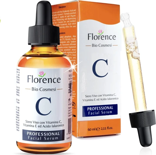 60 ml BIO Sérum Visage à la Vitamine C, Acide Hyaluronique Pur, Vit - E, B5 et Niacinamide - Anti-rides, Anti-taches, Anti-âge et Hydratant - Soin Visage Vegan & Cruelty Free - Testé Dermatologiquement