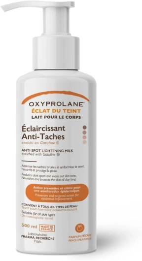Oxyprolane® Eclat du Teint – Lait Éclaircissant Anti-Taches - Hydratant, Unifiant & Nourrissant – Gatuline® Spot-Light, Curcuma & Beurre de Karité – Soin Corps Teint Terne ou Taches Pigmentaires