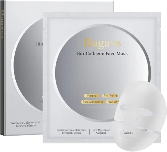 Bio-Collagen Masque Collagene Visage, Masque Visage de Nuit Riche en Acide Hyaluronique pour Skincare, Hydratant, Anti- rides et Anti-âge，Resserre les Pores, 38g (Lot de 4)