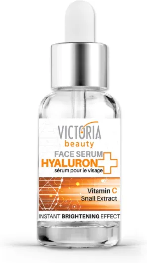 Victoria Beauty Sérum hyaluronique hautement dosé avec vitamine C, sérum anti-âge à l'acide hyaluronique avec bave d'escargot pour visage jeune et peau radieuse, 20 ml