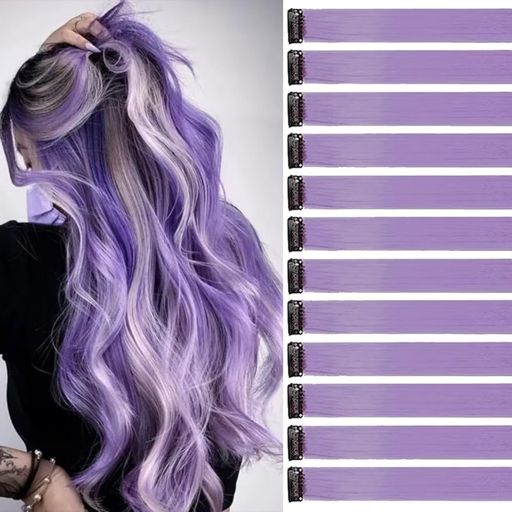 Lilas clair Couleur Extension Cheveux 12 Pièces 55cm Rajout Cheveux à Clip Naturel Extensions à Clipser Chaleur Fête Accessoire Cheveux Fille Extensions Capillaires Mèches De Cheveux Lilas clair 55 cm (12 Pièces/paquet)
