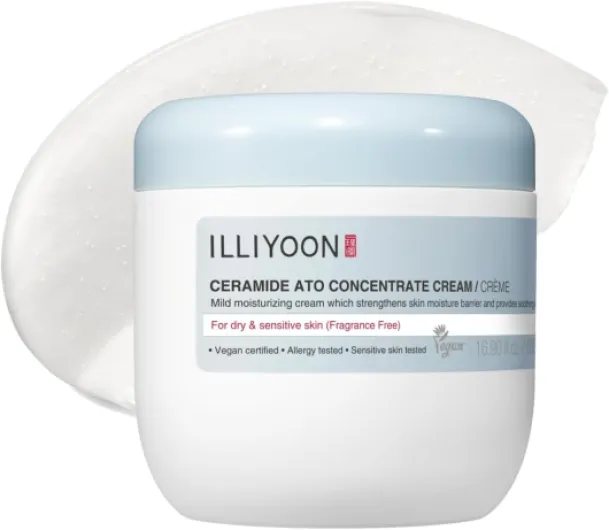 Ceramide Ato Concentré Crème 500ml Hydratante pour les peaux sèches & sensibles, 100 hrs d'hydratation, restaure la barrière cutanée, douce pour les nourrissons & adultes, Végan, sans parfum 500 ml (Lot de 1)