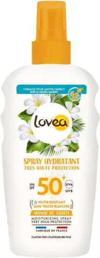 Spray Hydratant FPS 50+ - Très Haute Protection Solaire Visage & Corps - Monoï De Tahiti - Protection UVA/UVB - Résistant À L'Eau & Anti Traces Blanches - Vegan - Fabriqué En France - 150 ml 150 ml (Lot de 1) FPS 50+