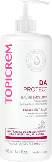 DA Baume Émollient - Crème Hydratante, Relipide, Nourrit & Apaise - Soin Visage et Corps pour Peaux Sensibles, Sèches, Atopiques, Bébés, Enfants & Adultes - Fabrication Française - 500 ml Sans parfum 500 g (Lot de 1)