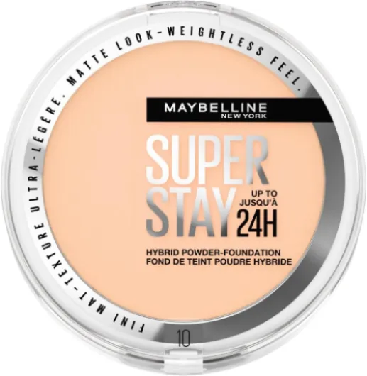 Fond de Teint-Poudre Hybride - Longue Tenue - Couvrance Mate Lumineuse - Vegan & Waterproof - Tous Types de Peaux - Superstay 24H - Teinte : 10 - 53 g
