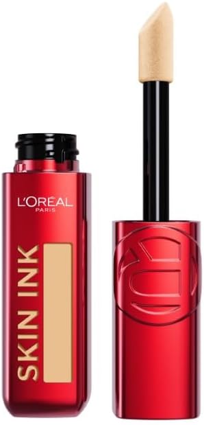 L'Oréal Paris - Encre de Teint Skin Ink - Fond de Teint Haute Couvrance - Tenue Semi-Permanente - Fini Naturel - Convient aux Peaux Sensibles - Teinte : Medium Neutral (180) - 15 ml