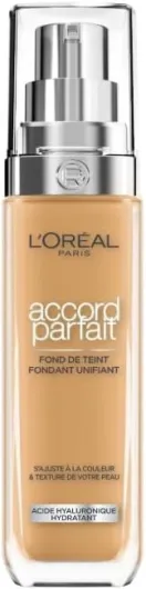 L'Oréal Paris - Fond de Teint Fluide - Hydratation 24H - Formule à l'Acide Hyaluronique - Tous les Types de Peaux - Accord Parfait - Teinte : Miel Doré (6.D) - 30 ml 6D MIEL DORÉ