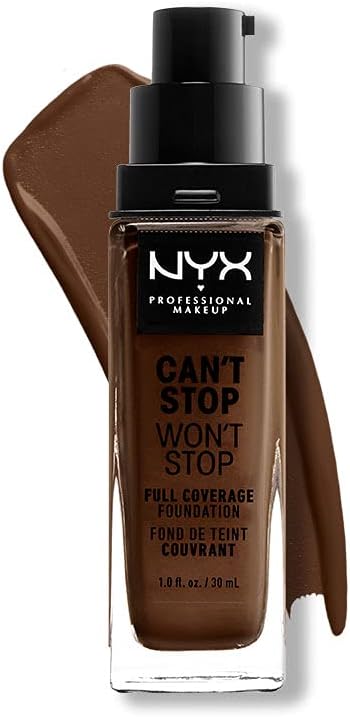 Fond de Teint Liquide Couvrant Tenue 24h Can't Stop Won't Stop Liquid Foundation, Waterproof, Fini Mat, Formule Vegan, Teinte : Chestnut (23)
