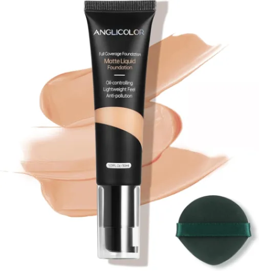 Fond de teint,Coverage fond de teint poudre,Matte/Waterproof/Long Lasting,Full Coverage fond de teint couvrant imperfections (104 Buff Beige)