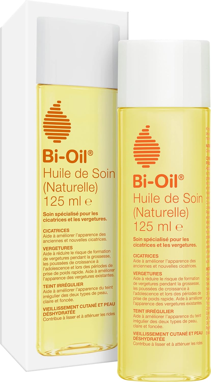 Bi-Oil Huile de Soin Naturelle - Soin spécialisé pour les vergetures, cicatrices, peau sèche et teint irrégulier - Formulation 100% naturelle - Idéal pendant la grossesse - 1 x 125 ml 6 unité (Lot de 1)