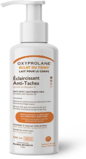 Oxyprolane® Eclat du Teint – Lait Éclaircissant Anti-Taches - Hydratant, Unifiant & Nourrissant – Gatuline® Spot-Light, Curcuma & Beurre de Karité – Soin Corps Teint Terne ou Taches Pigmentaires