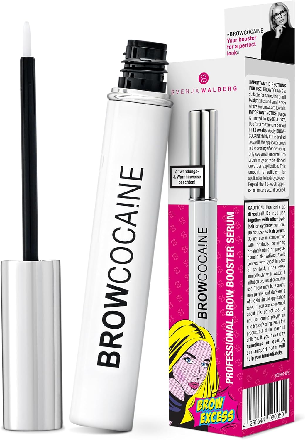BROWCOCA!NE® Sérum pour sourcils pour une croissance rapide & des sourcils pleins - Eye-Brow Booster vegan by Svenja Walberg - Vainqueur du test de croissance des sourcils 3.5 ml (Lot de 1)