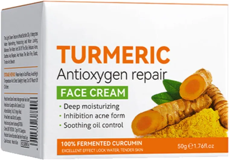 Crème Éclaircissant Curcuma Visage,Crème Anti-Rides Curcuma,Crème Réparatrice Curcuma Visage,Crème Curcuma Éliminateur de Taches Brunes,Hydratant Facial au Curcuma pour les Taches Sombres 50g