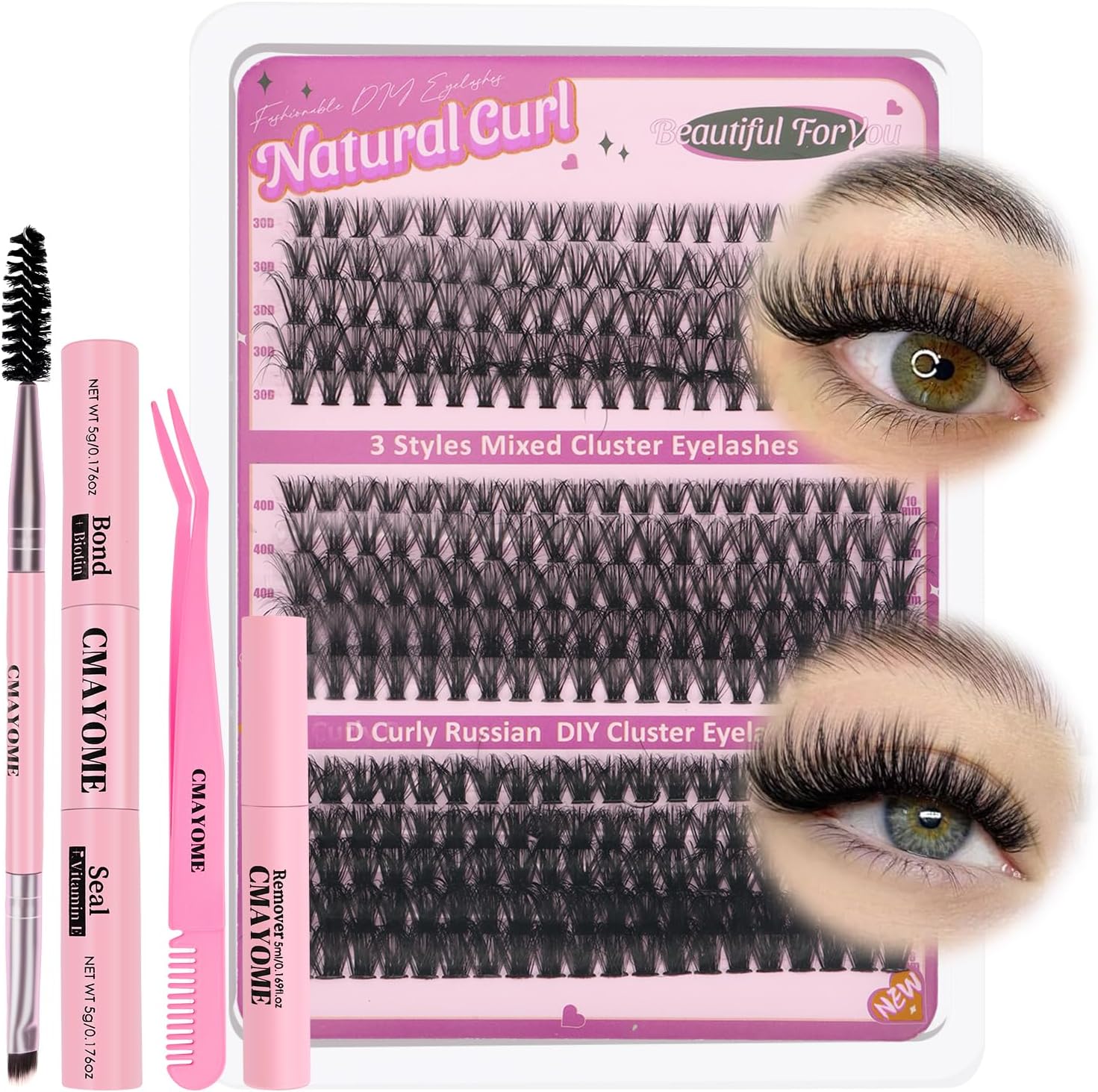 OWill Kit Faux Cils,Cils extension de cils professionnel 300Pcs,Kit extension cils 50D+40D+30D D Curl 10-18mm,Faux cils individuel avec lash bond and remover,Faux Cils Naturel Kit Cils à Cils