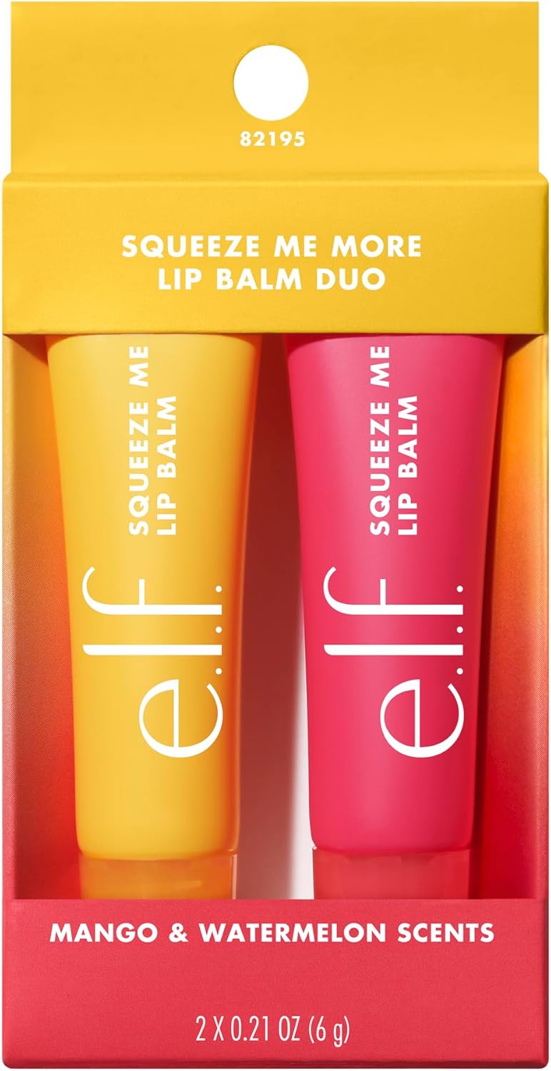 E.l.f - Squeeze Me More Lip Balm Duo Lot de 2 teintes exclusives pour une couleur brillante, formule nourrissante et hydratante, produit végétalien et non testé sur les animaux