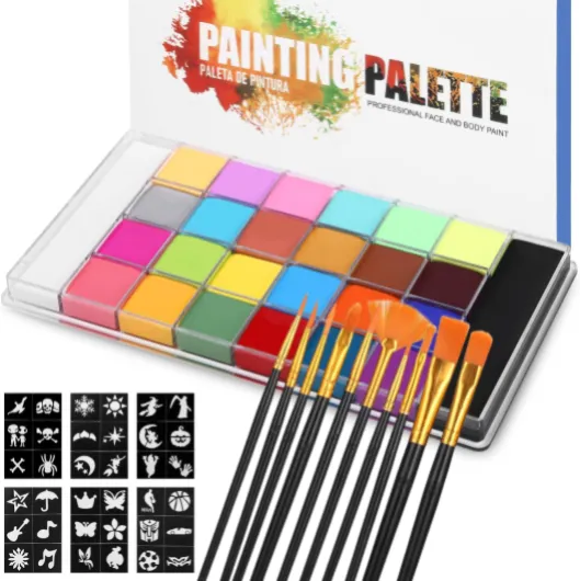 Zaxiva Palette Maquillage de 26 Couleurs Peinture Corporelle, Sets de Maquillage non Toxique de Peinture Visage, Idéal pour Cosplay d'Halloween, Carnaval, Body Painting pour Les Enfants et les Adultes