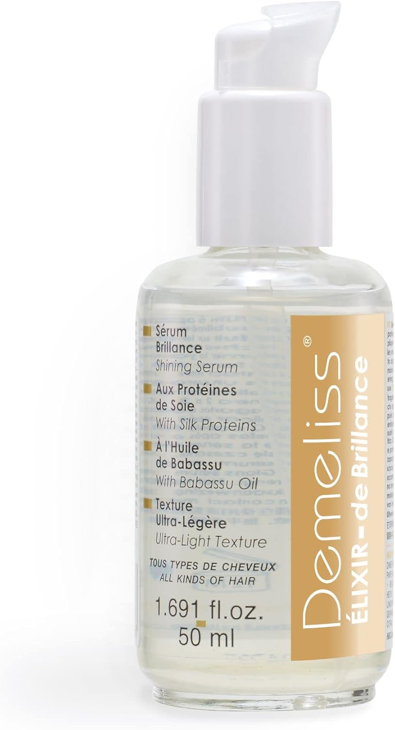 Elixir Brillance - Sérum Cheveux 50ml - Protéines de Soie, Huile de Babassu - Effet Soyeux, Brillant - Anti Frisottis - Sans Sulfate ni Paraben - Texture Ultra Légère, Soin Fibre Capillaire