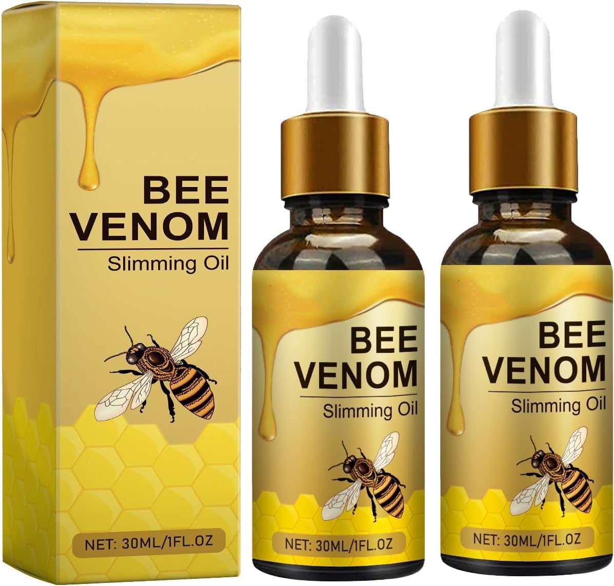 Cvreoz Huile amincissante au venin d'abeille, sérum avancé au venin d'abeille, huile raffermissante au venin d'abeille, drainage lymphatique et anneau de nez amincissant, patchs amincissants au venin 2 pièces.