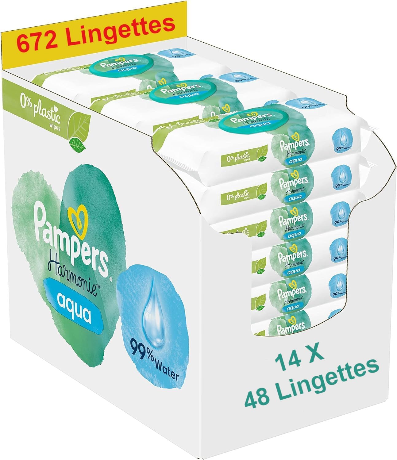 Lingettes Bébé Aqua Harmonie 0%,672 lingettes 14 paquets 48 lingettes