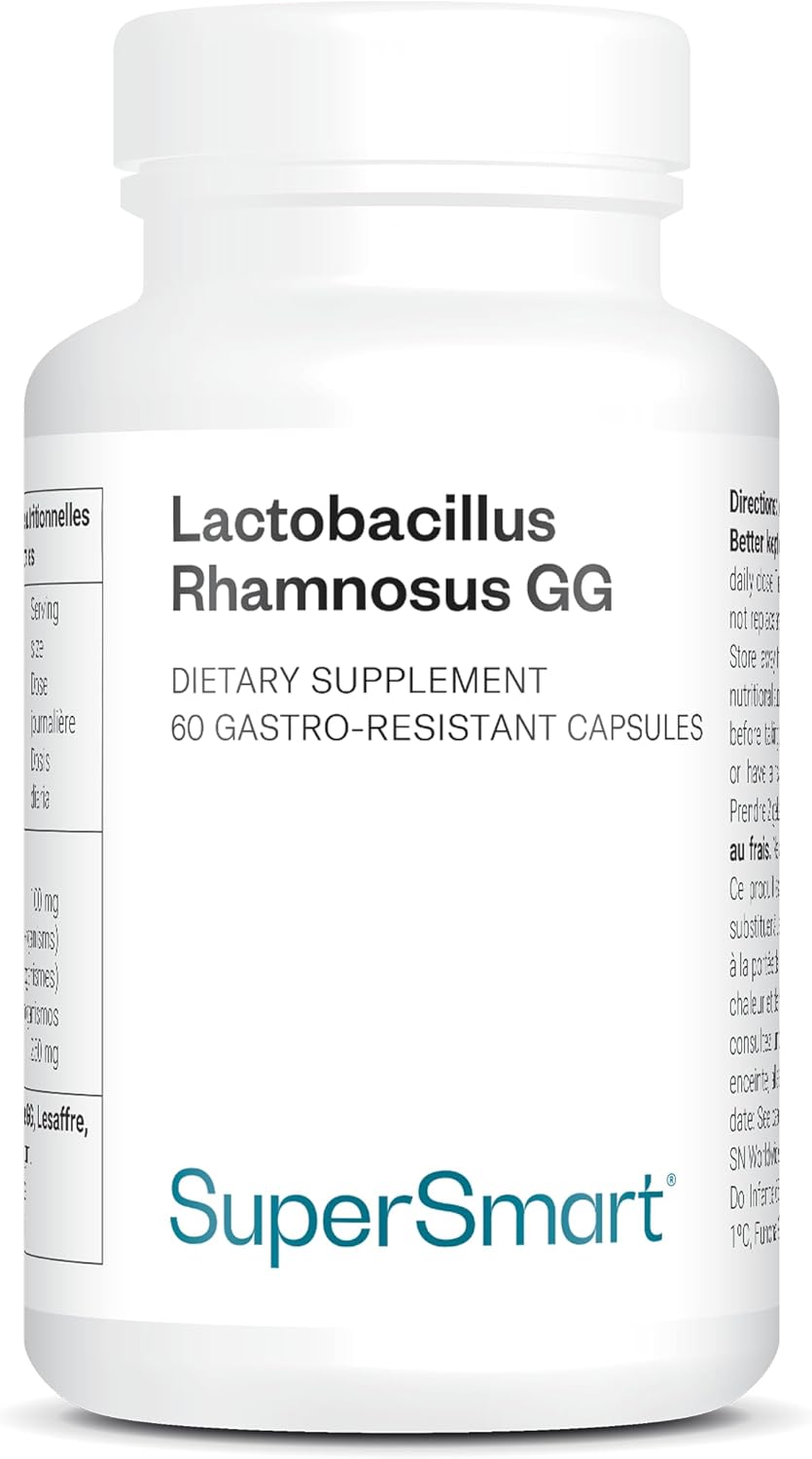 Lactobacillus Rhamnosus GG - Probiotique - Equilibre Microbiote et Flore intestinale - Booste le système immunitaire - Stimule la production des Lactobacillus - 60 gélules - Vegan - Supersmart