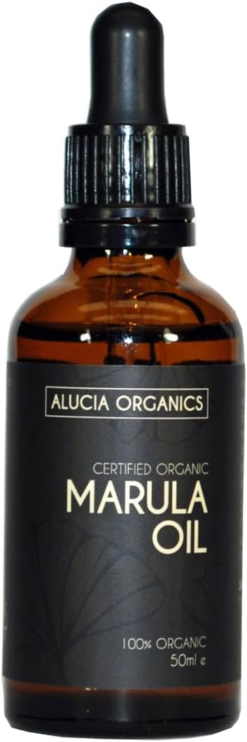 ALUCIA ORGANICS Huile de Marula certifiée biologique 50ml - Huile de Marula 100% pure pour le visage, le corps et les cheveux - Naturelle, pressée à froid et non raffinée - Vegan