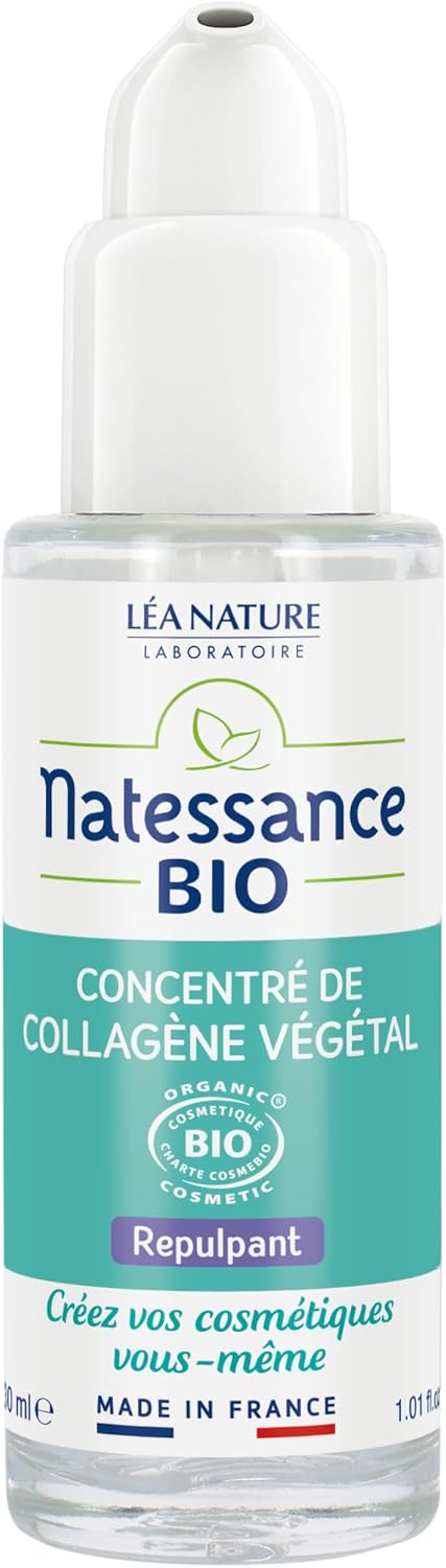 NATESSANCE - Concentré de Collagène Végétal - Cosmétique Maison - Nourrit & Repulpe la peau - Enrichi en extrait d’Algues Brunes de méditerranée - 99% d’origine naturelle - Fabriqué en France - 30 ml
