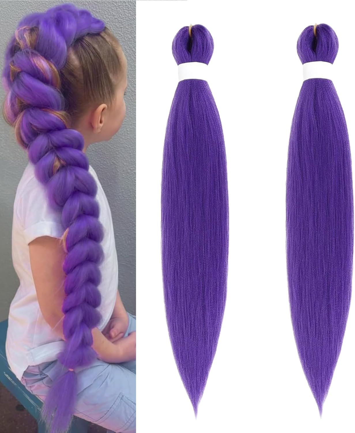 2 Pieces Rajout Cheveux Violet, 86cm Extension Cheveux Violet, Rajout Cheveuxs Tresses Violets, Meche Violette Cheveuxs, Pour Bals Masqués, Cosplay, Scène, Noël, Halloween