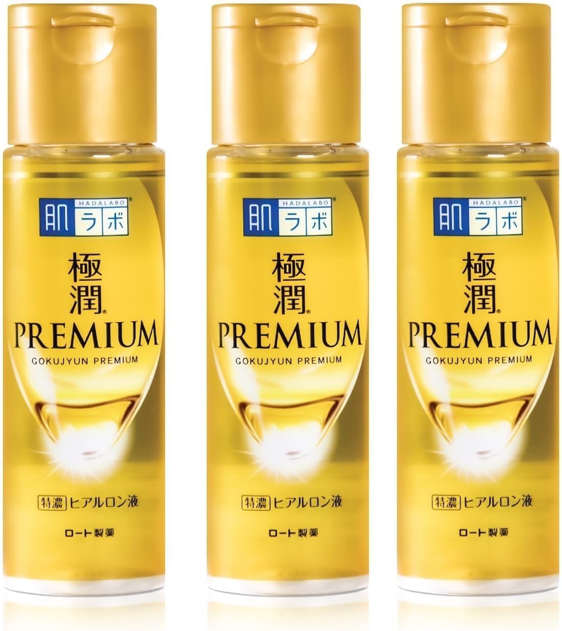 [Lot de 3] Hadalabo Gokujyun Premium Lotion Hydratante Hyaluronique 170ml, Fabriqué au Japon
